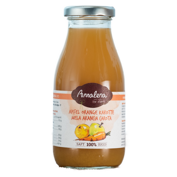 Apfel Orange Karotte 100% - 250 ml - Glas