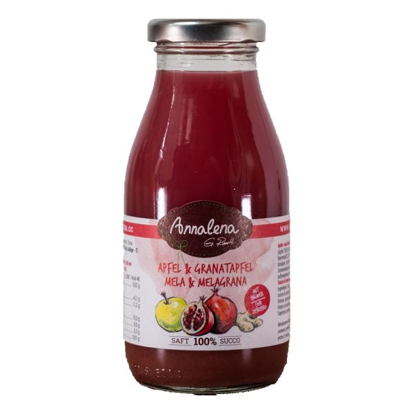 Apfel Granatapfel mit Ingwer 100% - 250 ml - Glas